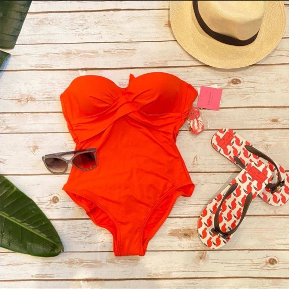 NEW Kate Spade New York Orange Bandeau One-Piece Swimsuit size small (4/6)